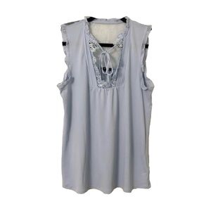 Express Baby Blue Lace Frill Tank Top